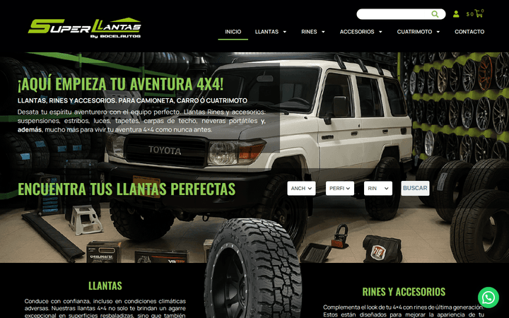Superllantas by Socelautos: tire retailer e-commerce with synced inventory and visual filters